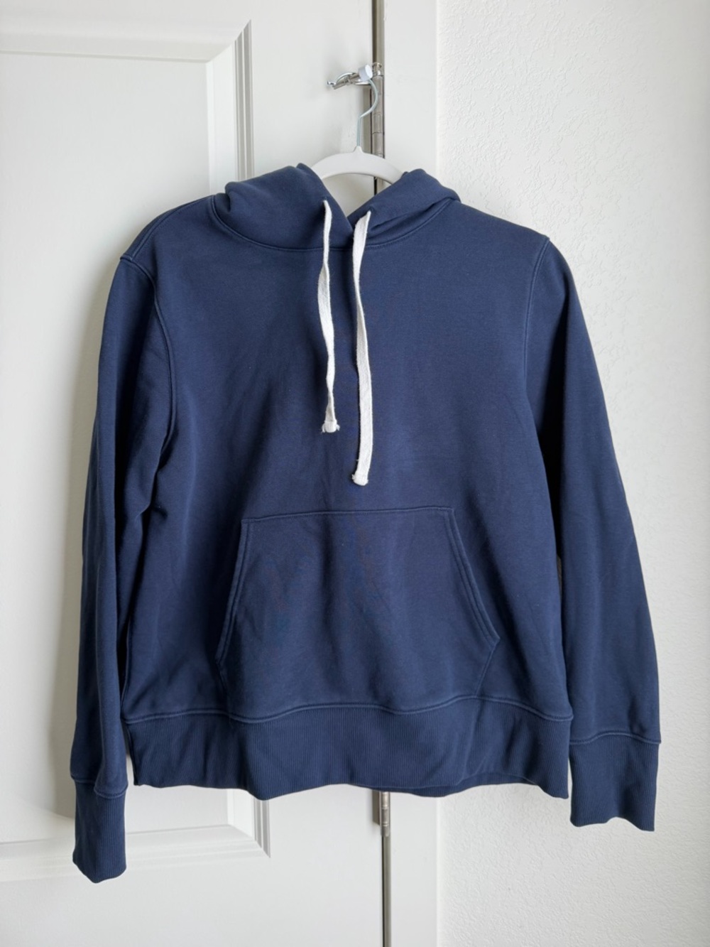 Everlane Navy Hoodie with White Drawcords